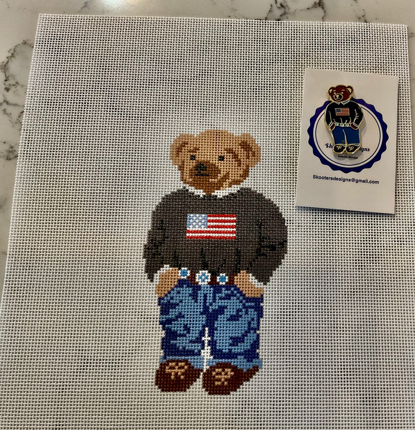 Flag Sweater Bear Needle Minder